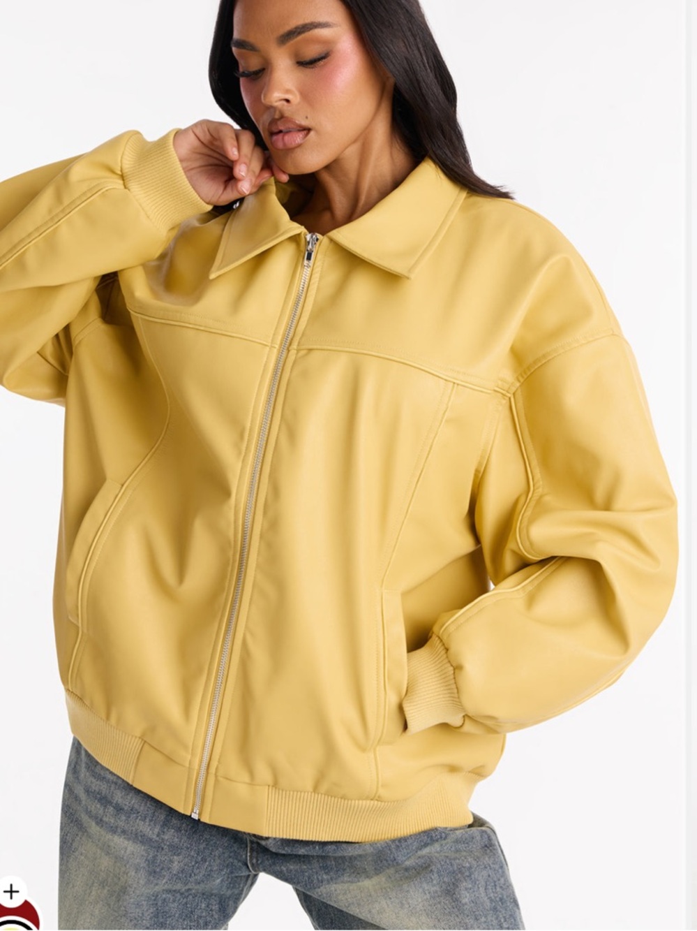 Fashion Nova Oversized Yellow Bomber Jacket